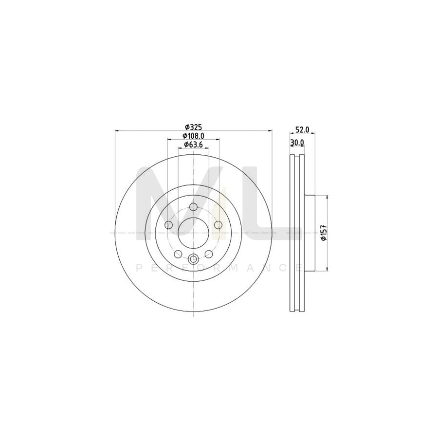 HELLA PRO 8DD 355 123-111 Brake Disc Internally Vented, Coated, without wheel hub, without wheel studs
