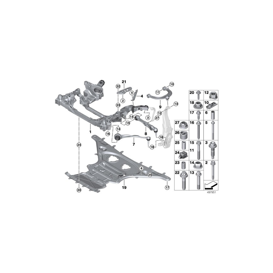 Genuine BMW 31106876225 RR11 RR31 Hexagon Screw With Flange M12X1,5X45-10.9 (Inc. Cullinan Black Badge, Phantom EWB & Phantom) | ML Performance US Car Parts
