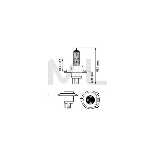 PHILIPS 12342WVUB1 Bulb, spotlight H4 12V 60/55W P43t-38 4500K Halogen | ML Performance Car Parts