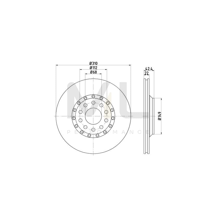 TEXTAR PRO 92122403 Brake Disc Externally Vented, Coated, without wheel hub, without wheel studs | ML Performance Car Parts