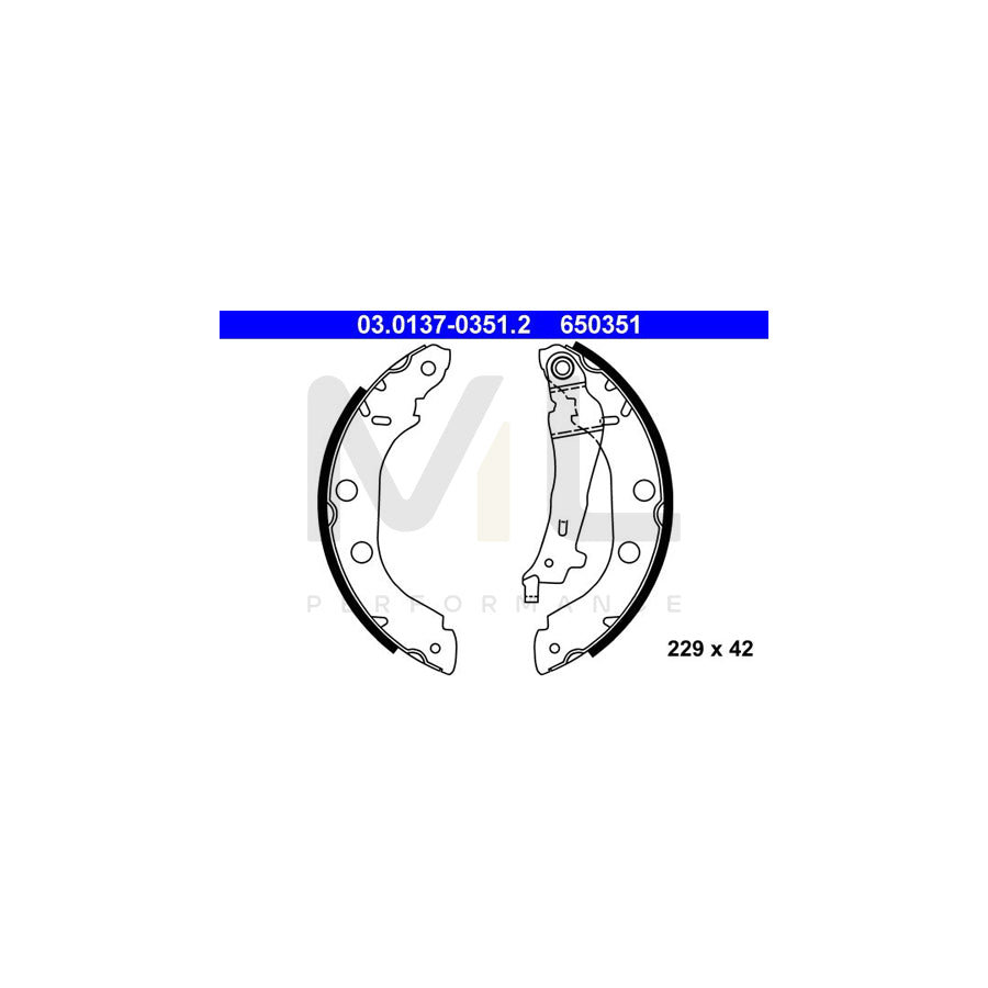 ATE 03.0137-0351.2 Brake Shoe Set with lever