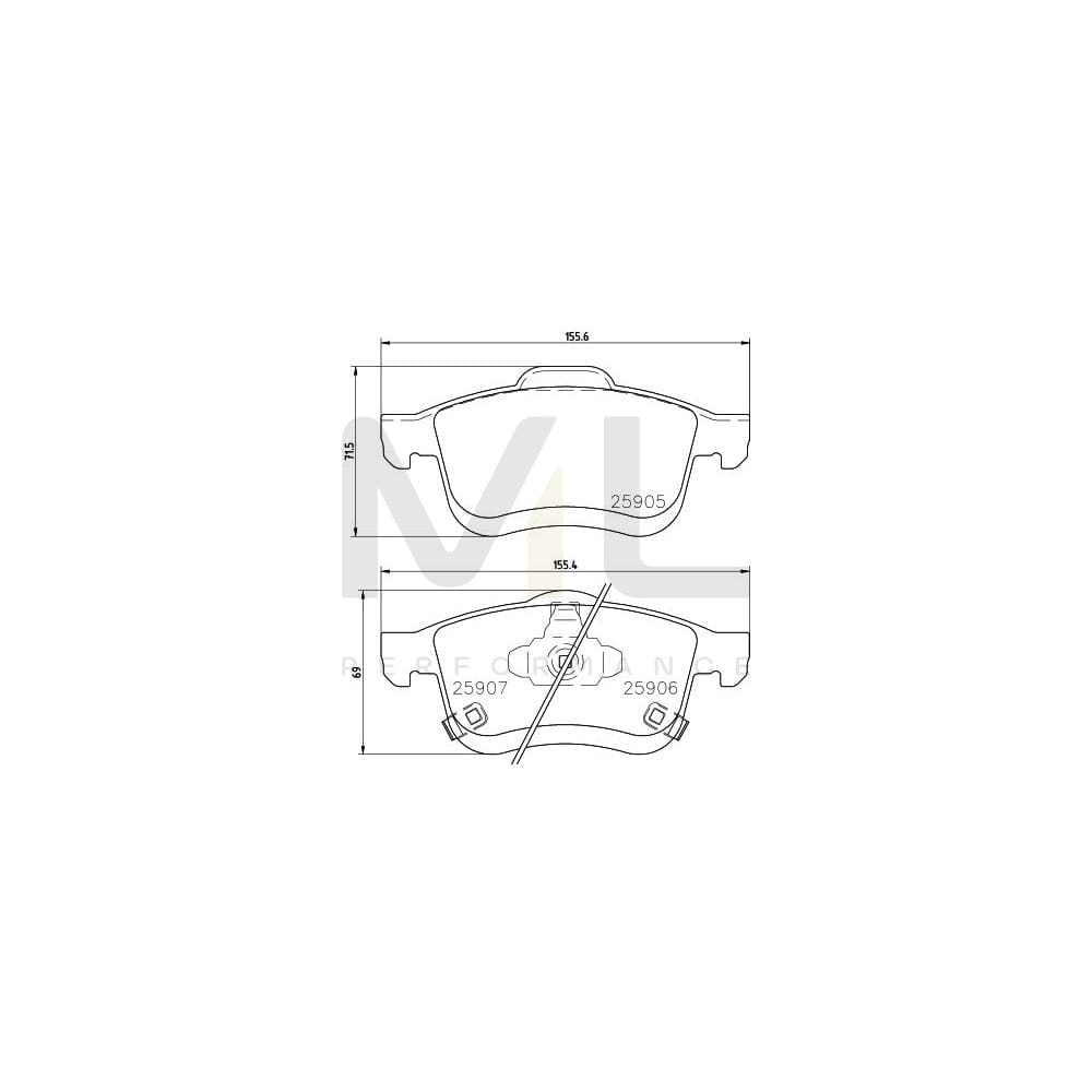 Hella 8DB 355 021-801 Brake Pad Set For Fiat 500L (351, 352) With Acoustic Wear Warning