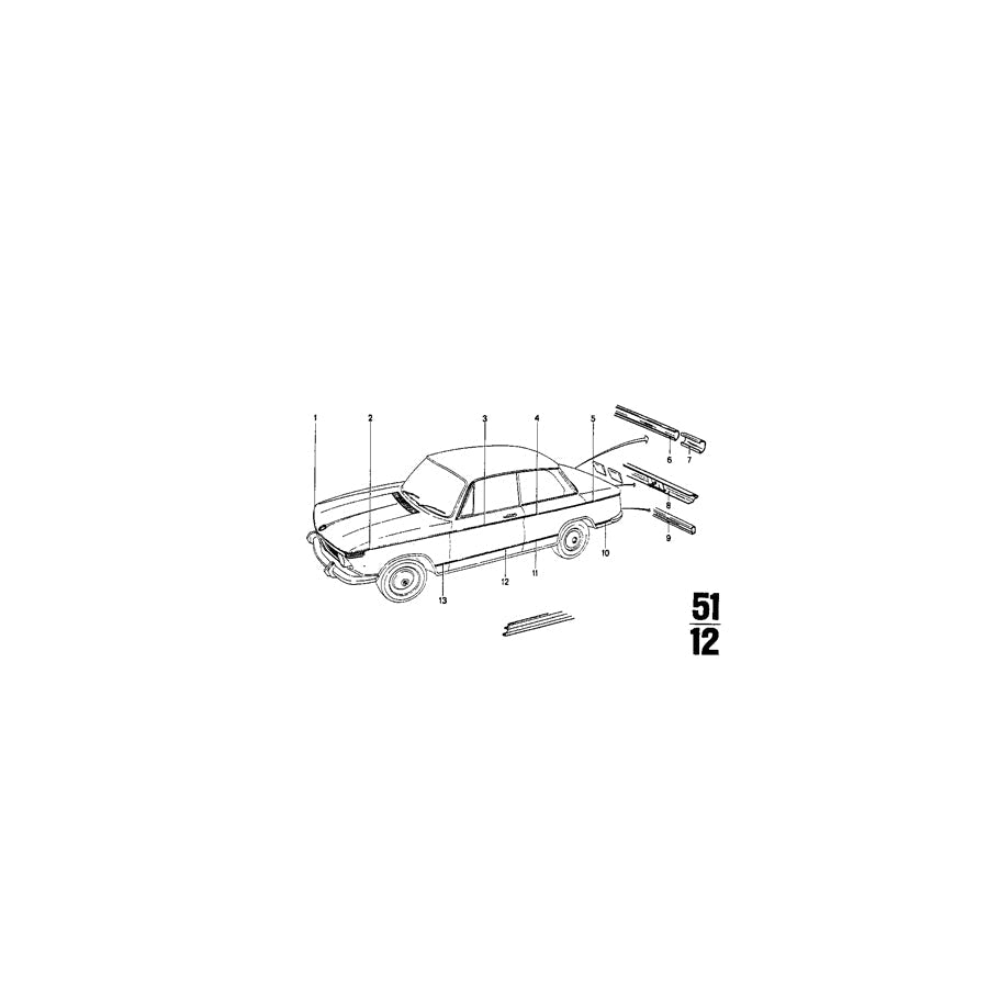 Genuine BMW 51135476178 Left Rear Moulding (Inc. 2002, 1802 & 1602) | ML Performance US Car Parts
