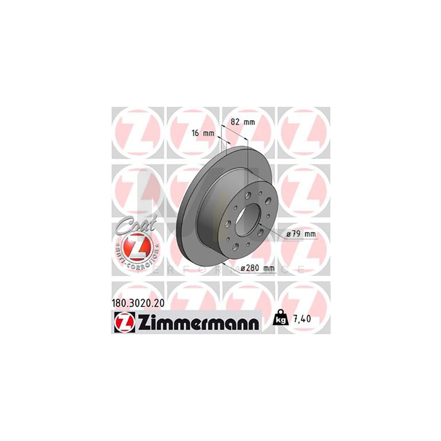 ZIMMERMANN COAT Z 180.3020.20 Brake Disc Solid, Coated  - 1 piece