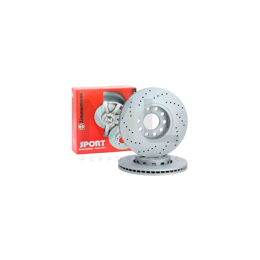 ZIMMERMANN SPORT COAT Z 100.1216.52 Brake Disc Externally Vented, Perforated, Coated, High-carbon  - 1 piece