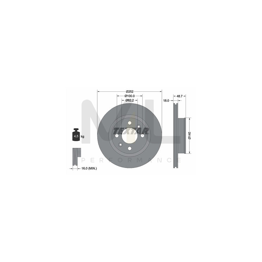 TEXTAR 92196503 Brake Disc Internally Vented, Coated, without wheel hub, without wheel studs | ML Performance Car Parts