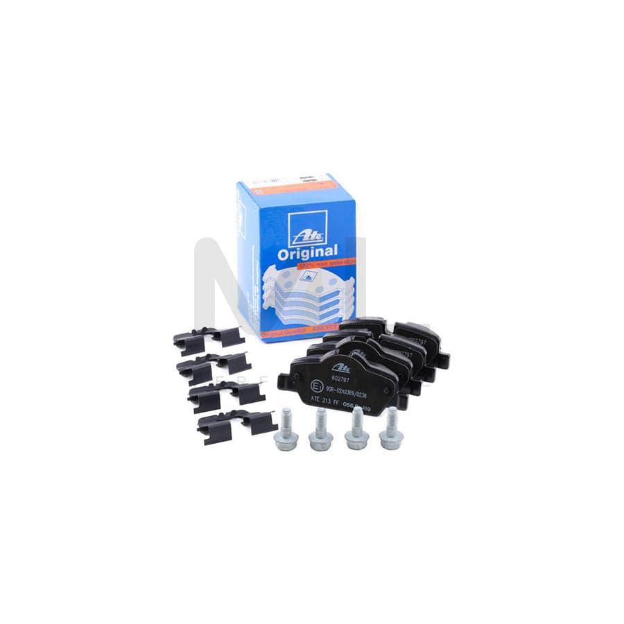ATE 13.0460-2797.2 Brake pad set excl. wear warning contact, prepared for wear indicator, with brake caliper screws, with accessories