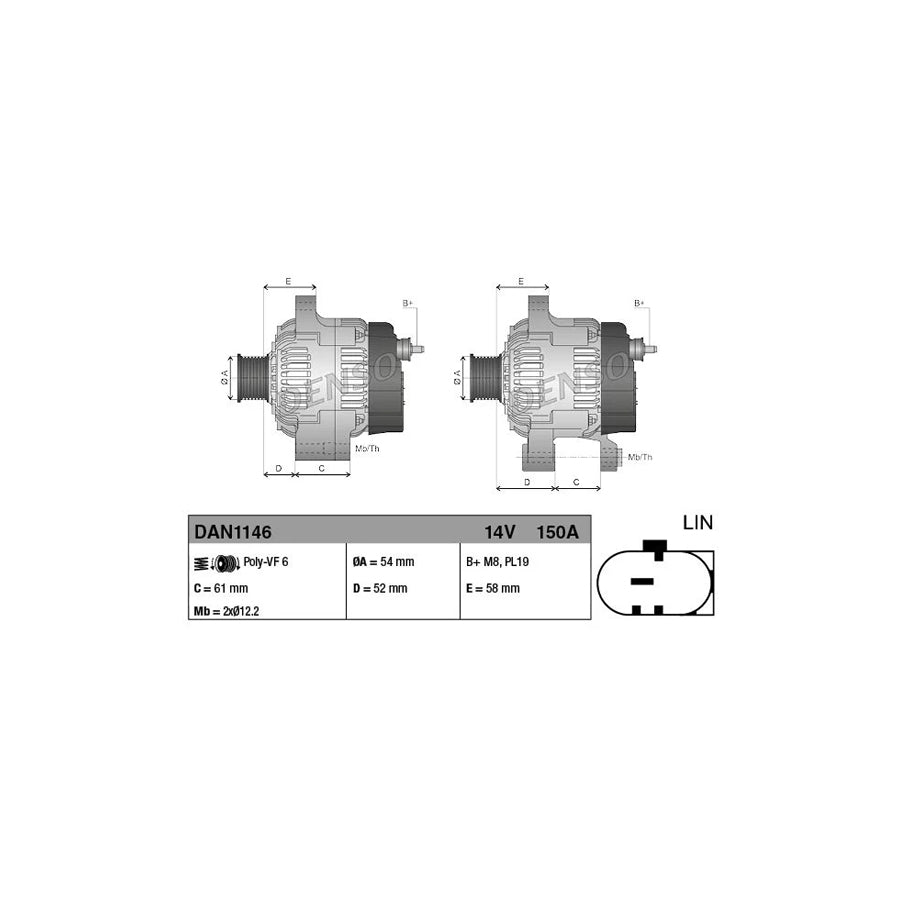 DENSO DAN1146 Alternator