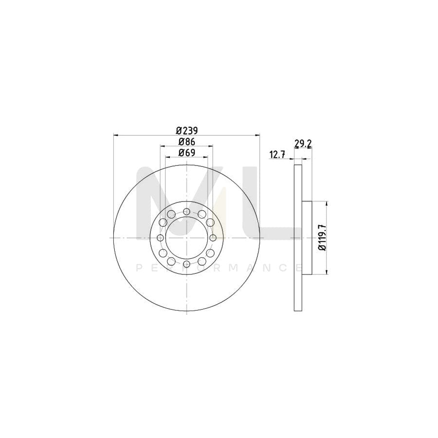 TEXTAR 92031000 Brake Disc for VOLVO 340-360 Solid, without wheel hub, without wheel studs | ML Performance Car Parts