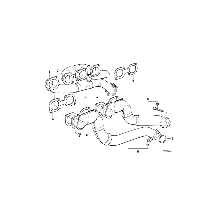 Genuine BMW 11621436039 E34 E31 E32 Exhaust Manifold ZYL.7+8 (Inc. 840i, 540i & 730iL) | ML Performance UK Car Parts