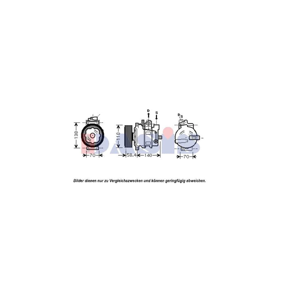 AKS Dasis 851657N Compressor, Air Conditioning for Audi A4