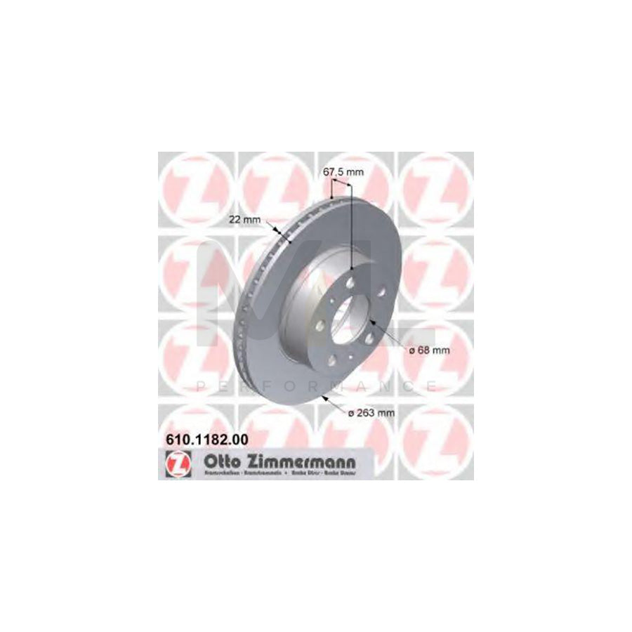 ZIMMERMANN 610.1182.00 Brake Disc Internally Vented  - 1 piece
