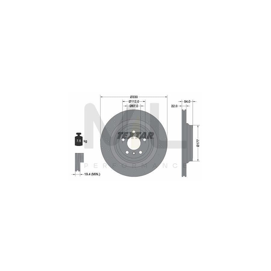 TEXTAR PRO+ 92254505 Brake Disc Internally Vented, Perforated, Coated, High-carbon, without wheel hub, without wheel studs | ML Performance Car Parts
