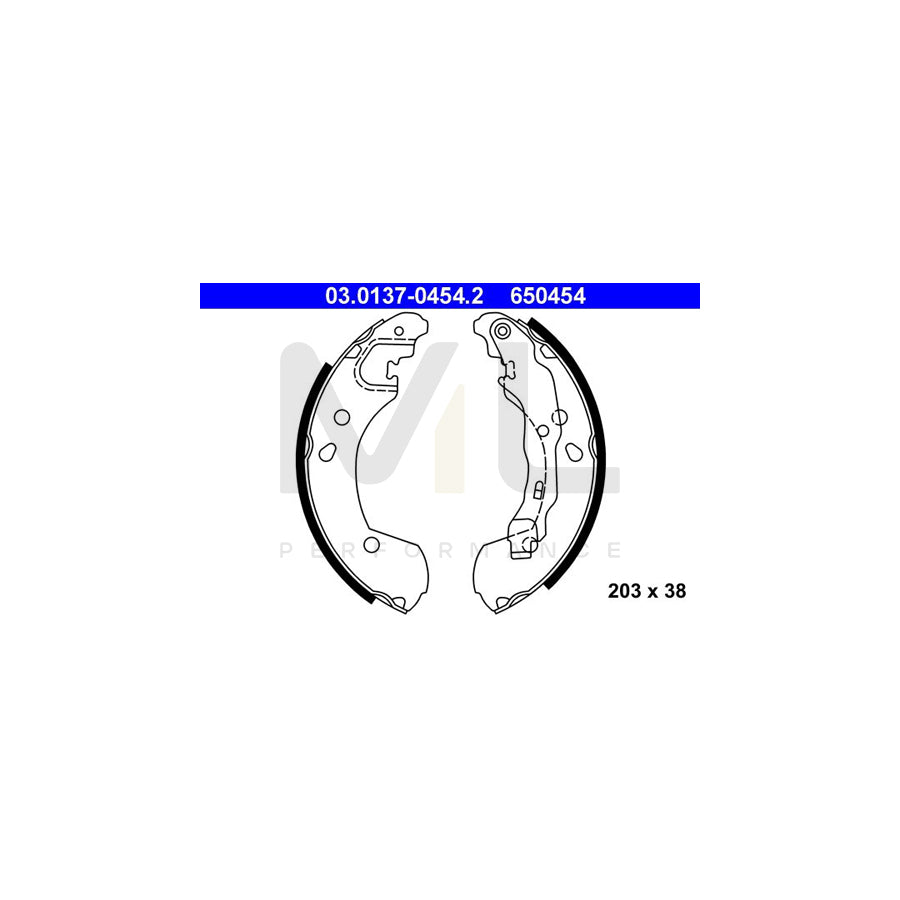 ATE 03.0137-0454.2 Brake Shoe Set with lever