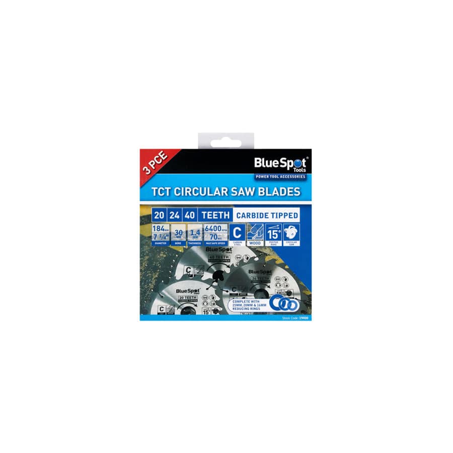 BlueSpot Tools B/S19400 184mm Circular Saw Blade Set, 3 Piece