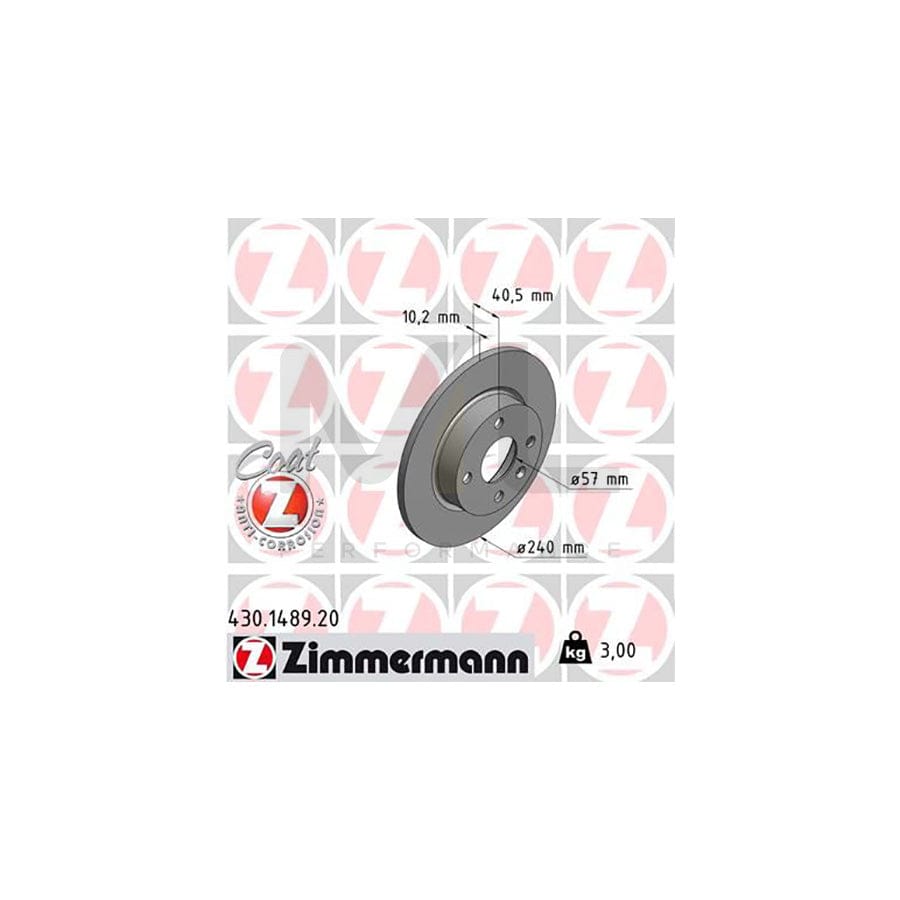 ZIMMERMANN COAT Z 430.1489.20 Brake Disc Solid, Coated  - 1 piece