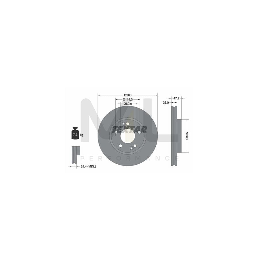 TEXTAR PRO+ 92161605 Brake Disc Internally Vented, Coated, High-carbon, without wheel hub, without wheel studs | ML Performance Car Parts