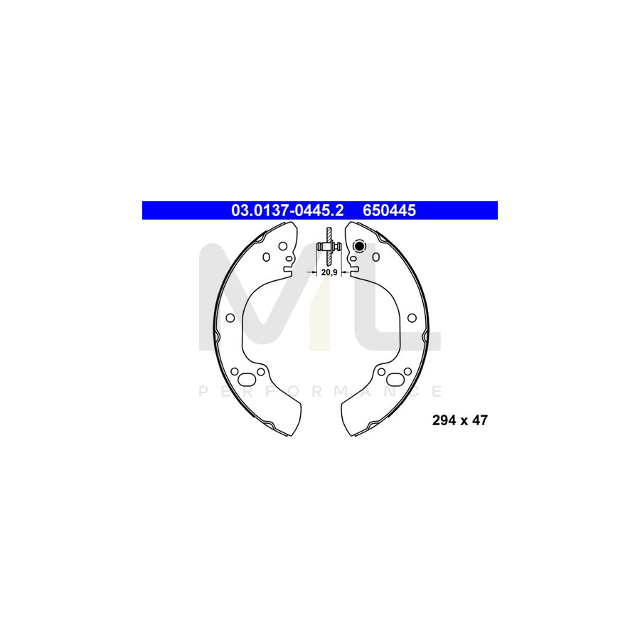 ATE 03.0137-0445.2 Brake Shoe Set without lever