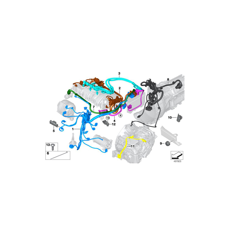 Genuine BMW 12538636069 F33 F36 F31 Wiring Harness, Engine Trans. Module (Inc. 435iX, 420i & 435i) | ML Performance US Car Parts