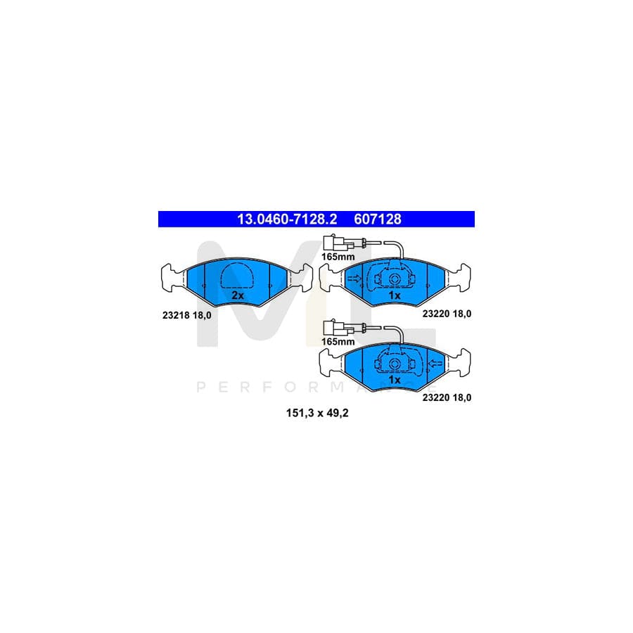 ATE 13.0460-7128.2 Brake pad set incl. wear warning contact