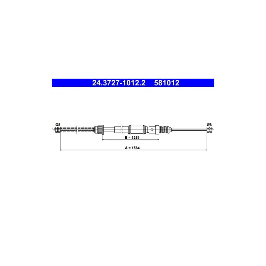 ATE 24.3727-1012.2 Hand Brake Cable for Renault 19