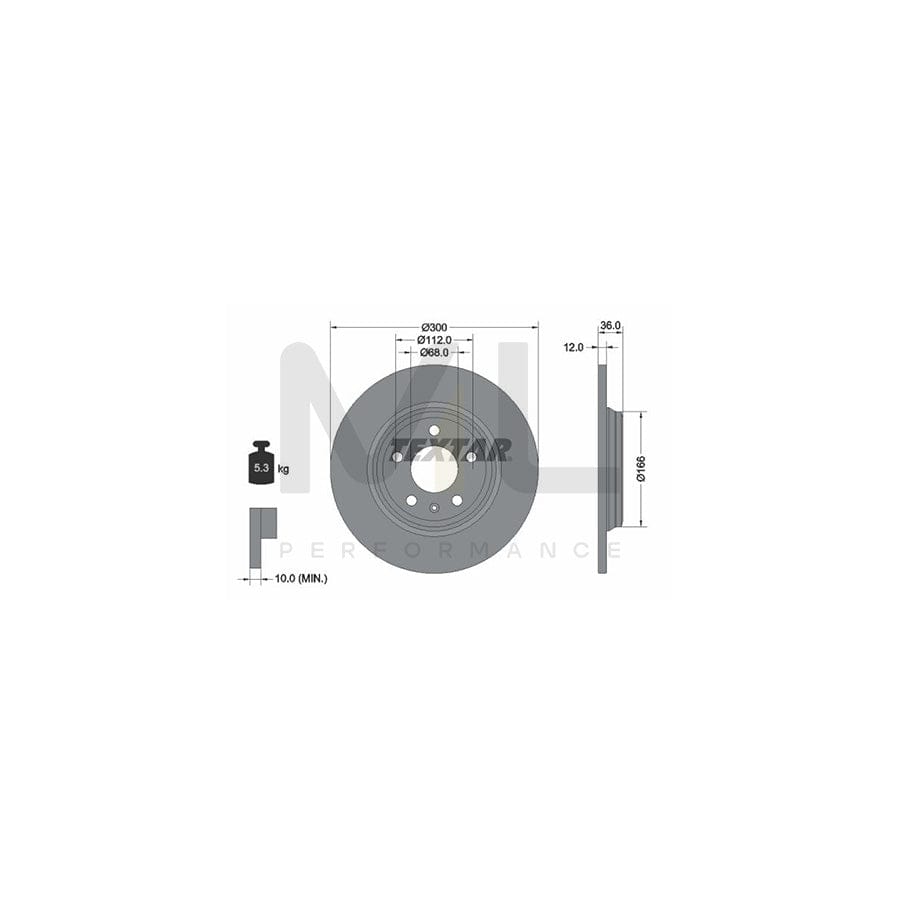 TEXTAR PRO 92282803 Brake Disc Solid, Coated, without wheel hub, without wheel studs | ML Performance Car Parts