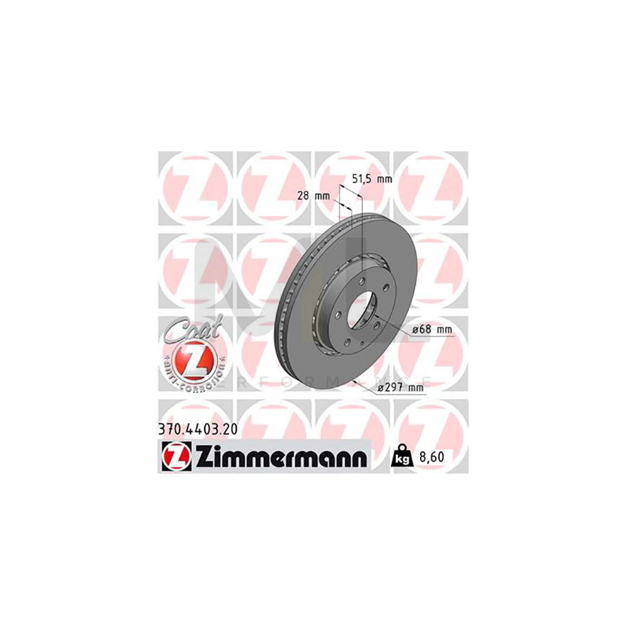 ZIMMERMANN 370.4403.20 Brake Disc for MAZDA CX-5 Externally Vented, Coated  - 1 piece