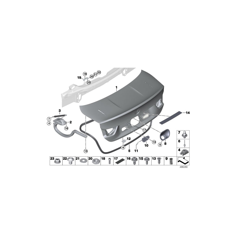 Genuine BMW 41628431754 Cover For Handle Recess F. TRUNK LID (Inc. M4 GT4) | ML Performance US Car Parts