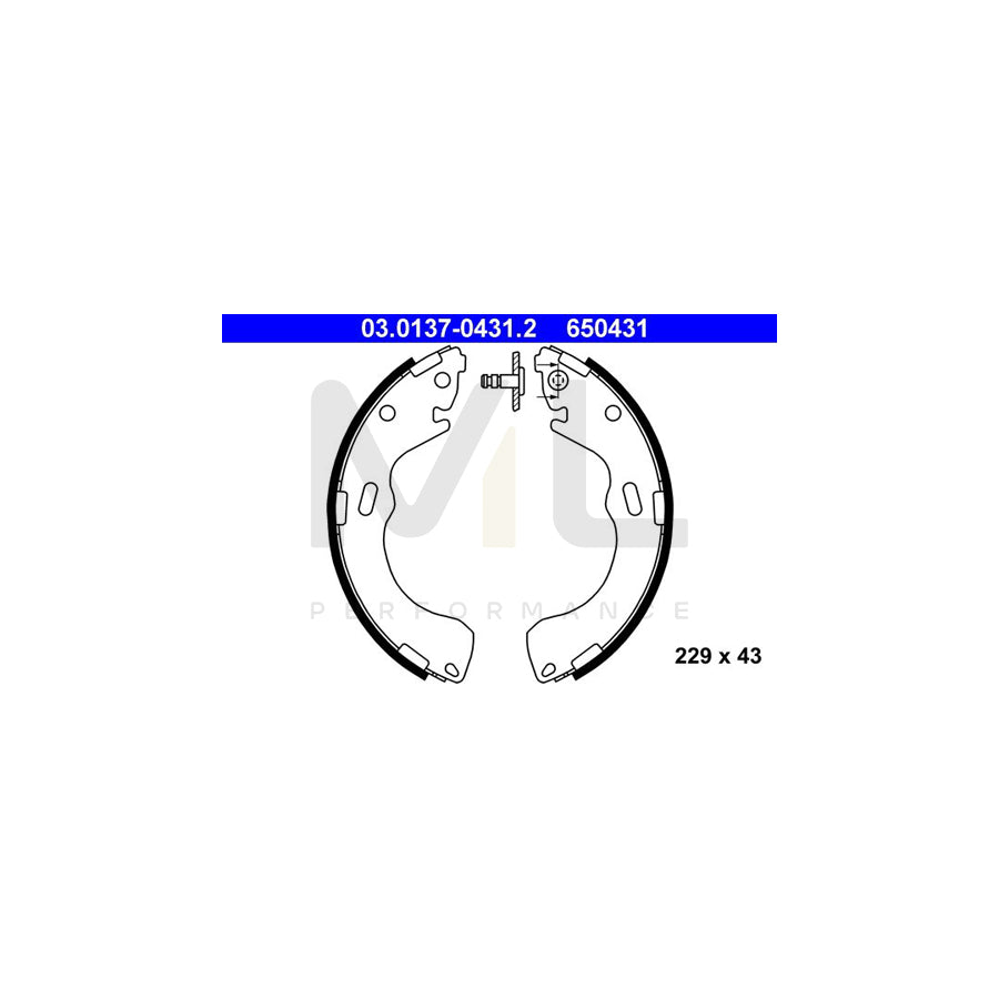 ATE 03.0137-0431.2 Brake Shoe Set without lever