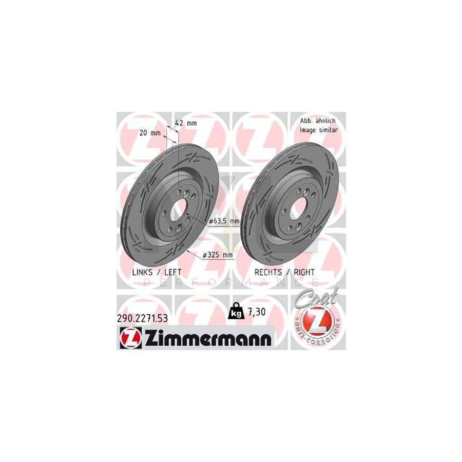 ZIMMERMANN 290.2271.53 Brake Disc Internally Vented, Slotted, Coated  - 1 piece