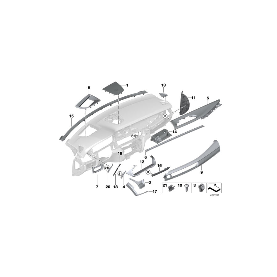 Genuine BMW 51459311617 F16 Trim Cover For Lighting Switch Center COGNAC (Inc. X6) | ML Performance US Car Parts
