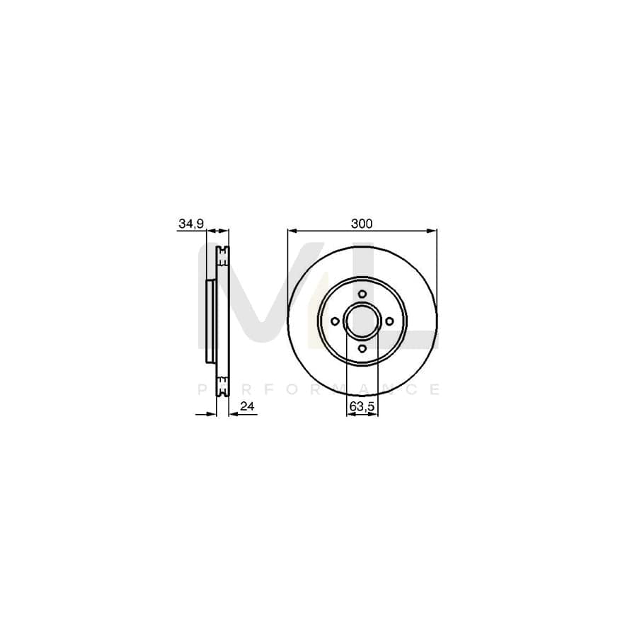 BOSCH 0 986 479 048 Brake Disc for FORD FOCUS Internally Vented, Vented, Oiled | ML Performance Car Parts