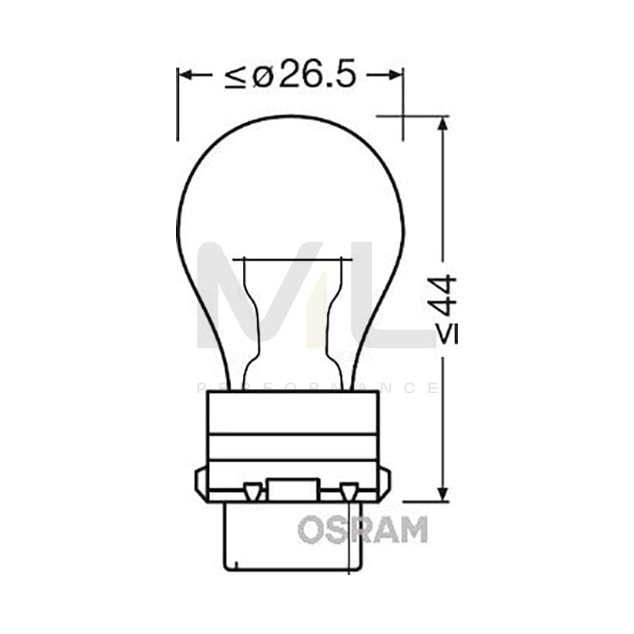 OSRAM 3757AK Bulb, indicator 12V 27/7W, PY27/7W, W2,5x16q