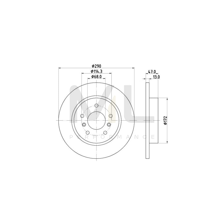 HELLA PRO 8DD 355 122-771 Brake Disc Solid, Coated, without wheel hub, without wheel studs