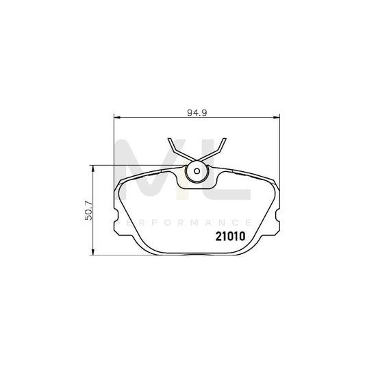 Hella 8DB 355 017-941 Brake Pad Set Not Prepared For Wear Indicator, With Brake Caliper Screws