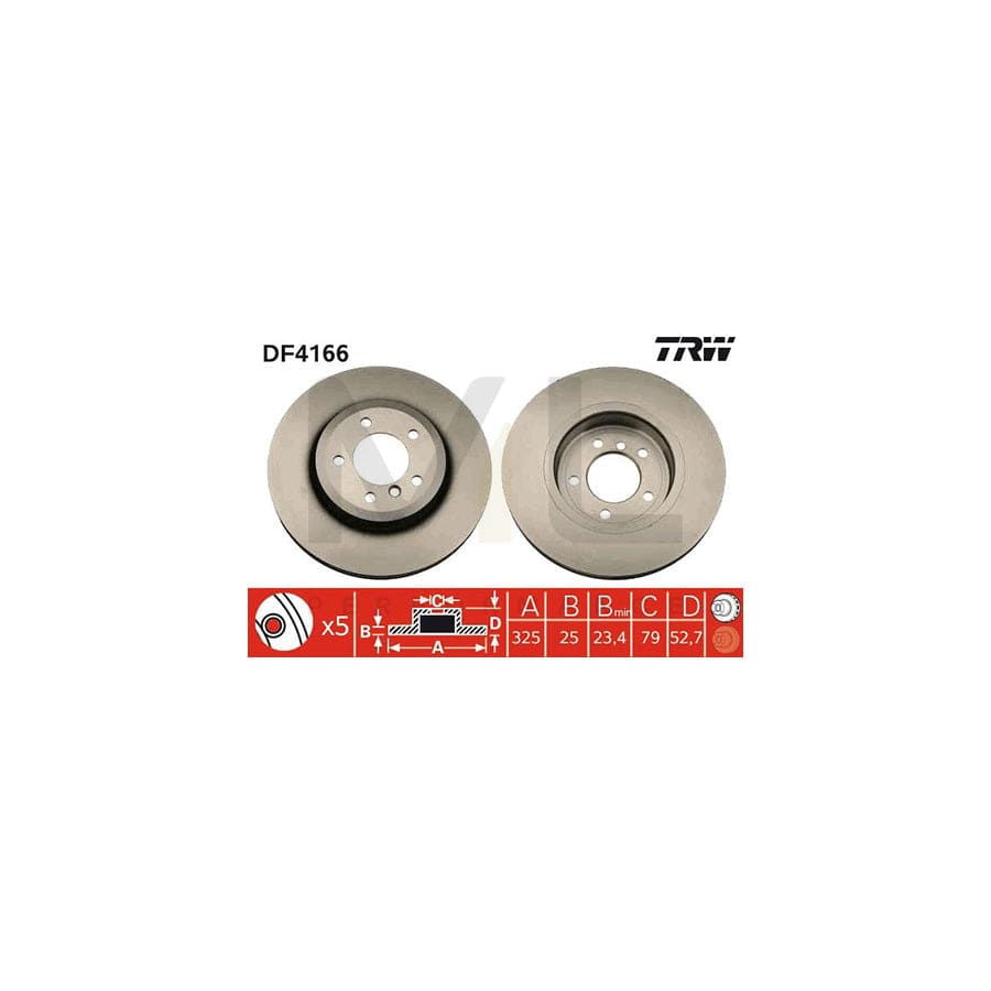 TRW DF4166 Brake Disc Vented, Painted, High-carbon | ML Performance Car Parts