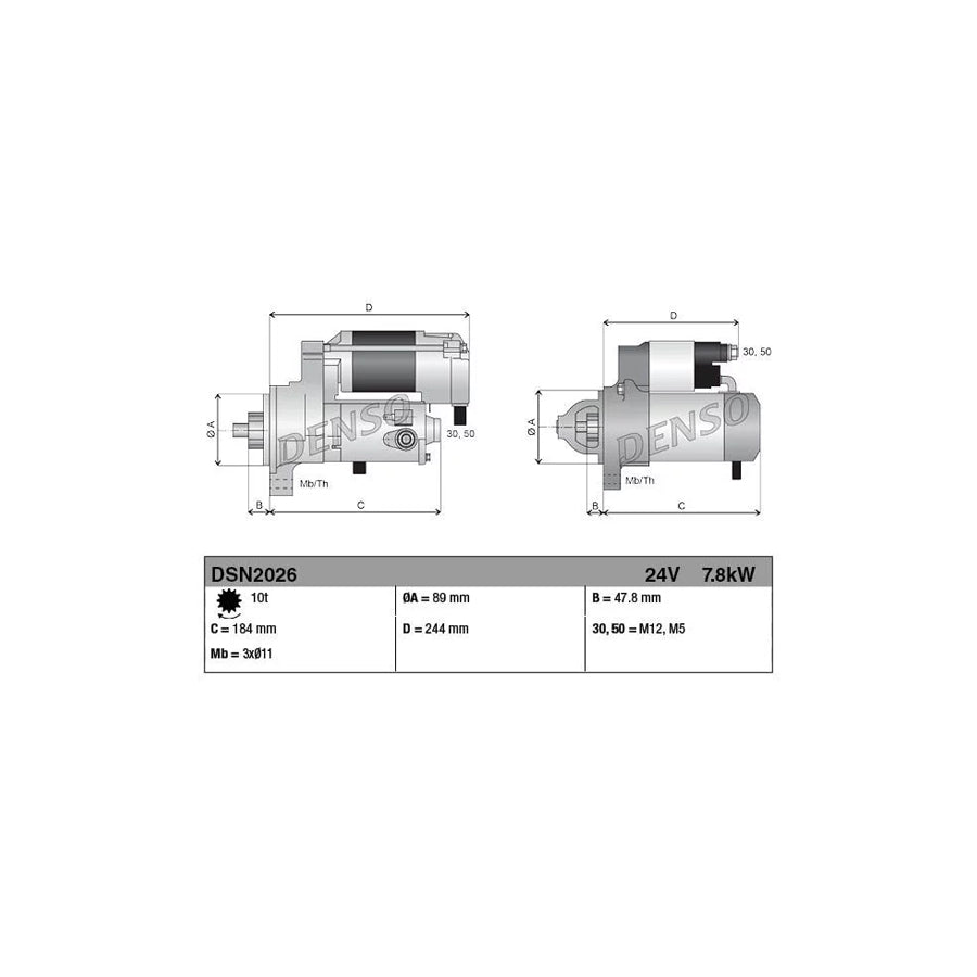 DENSO DSN2026 Starter Motor