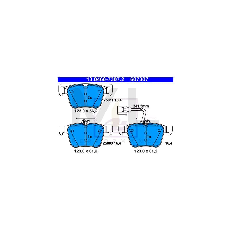 ATE 13.0460-7307.2 Brake pad set with integrated wear warning contact