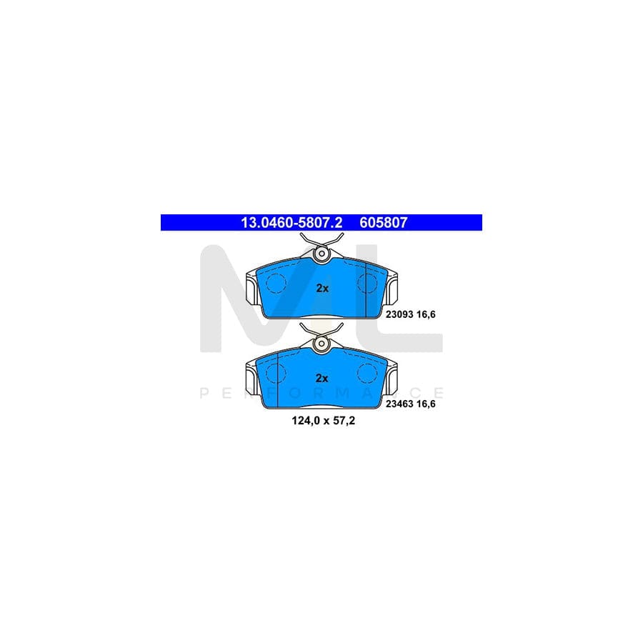 ATE 13.0460-5807.2 Brake pad set excl. wear warning contact