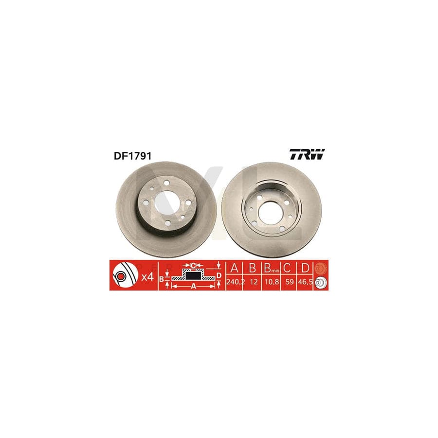 TRW DF1791 Brake Disc Solid, Painted | ML Performance Car Parts