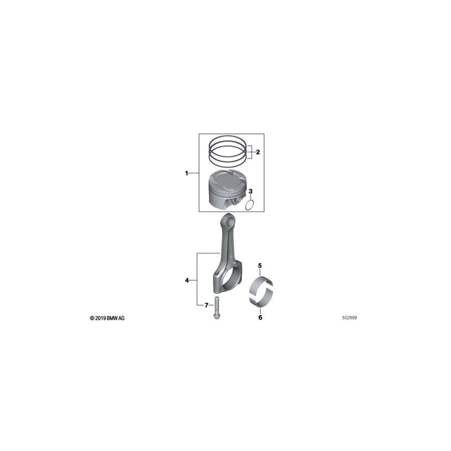 Genuine BMW 11258618505 F56 F55 Piston Length gudgeon pin = 49mm (Inc. One & One First) | ML Performance UK Car Parts