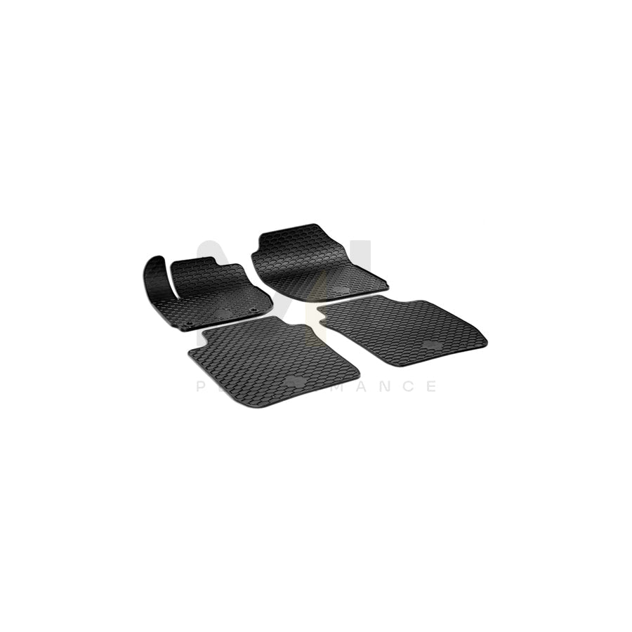 WALSER RubberLine 50859 Floor mat set Elastomer, Front and Rear, Quantity: 4, Black