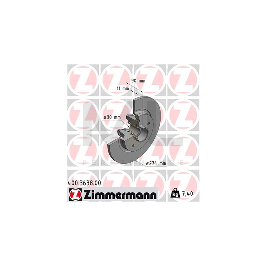 ZIMMERMANN 400.3638.00 Brake Disc suitable for MERCEDES-BENZ CITAN Solid, with ABS sensor ring, with wheel bearing  - 1 piece