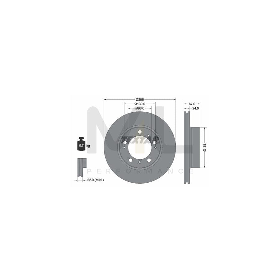 TEXTAR 92088800 Brake Disc for PORSCHE Boxster (986) Internally Vented, without wheel hub, without wheel studs | ML Performance Car Parts
