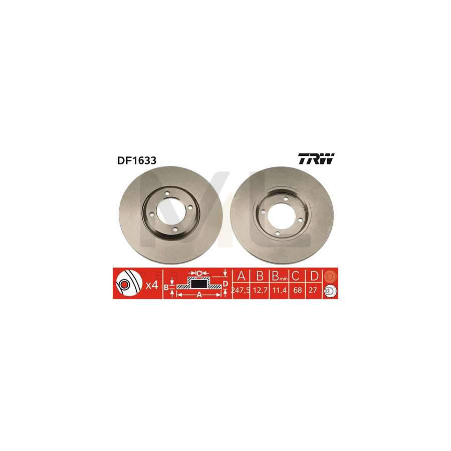 TRW DF1633 Brake Disc Solid | ML Performance Car Parts