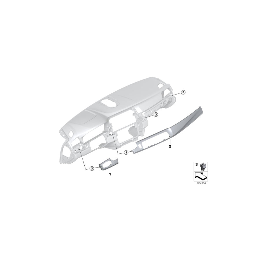 Genuine BMW 51459292300 F10 F11 Trim Instr.Panel Pearl Dark Front Pass. Left hand drive (Inc. 525dX, 550i & 520dX) | ML Performance US Car Parts