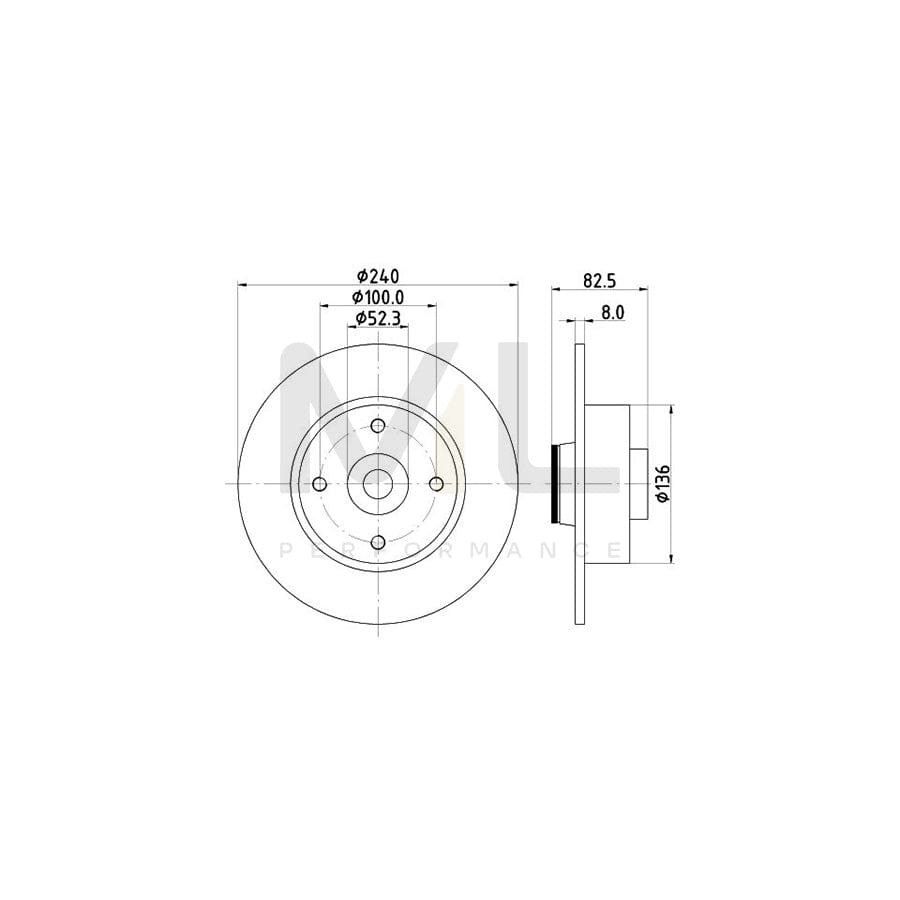 HELLA PRO 8DD 355 123-241 Brake Disc Solid, Coated, with integrated magnetic sensor ring, with wheel bearing