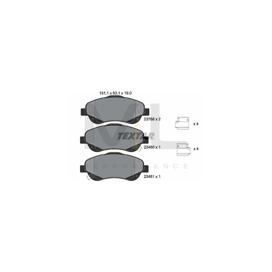 TEXTAR 2376802 Brake pad set with acoustic wear warning, with accessories | ML Performance Car Parts