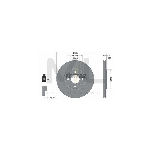 TEXTAR PRO 92078703 Brake Disc Externally Vented, Coated, without wheel hub, without wheel studs | ML Performance Car Parts