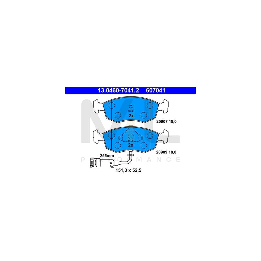 ATE 13.0460-7041.2 Brake pad set incl. wear warning contact